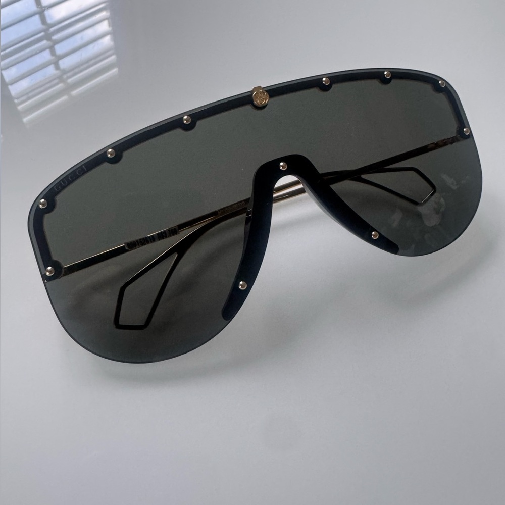 Gucci Black and Gold Mask Sunglasses